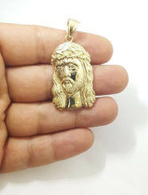 Load image into Gallery viewer, 10k yellow gold jesus face head pendant charm fine religious jewelry unisex 5.5g
