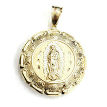Load image into Gallery viewer, 10k yellow gold hollow two sided Jesus &amp; virgin Guadalupe pendant 2.18" 27g
