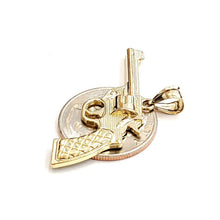 Load image into Gallery viewer, 14k yellow solid Gold handgun pistol gun Pendant charm fine gift jewelry 3.8g
