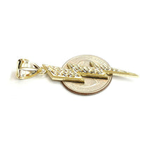 Load image into Gallery viewer, 10k yellow gold lightning bolt pendant charm fine gift jewelry diamond cut 2.4g
