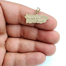 Load image into Gallery viewer, New 14k yellow gold Puerto Rico outline map pendant charm fine gift jewelry 2g
