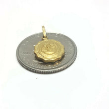 Load image into Gallery viewer, 14k yellow gold round hollow baptism bautizo pendant charm jewelry 0.47" 1.1g
