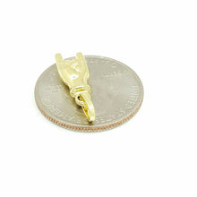 Load image into Gallery viewer, New 14K Yellow Gold 3D hollow Mano Cornuto horn Hand Sign Charm pendant 0.8g
