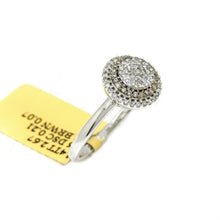 Load image into Gallery viewer, 0.28Ct Natural brown and white Diamond 14k White Gold women Ring 9.75mm Size 6.5
