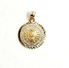 Load image into Gallery viewer, New 14k tri color gold round virgin Mary Guadalupe pendant charm gift 0.66" 1.7g
