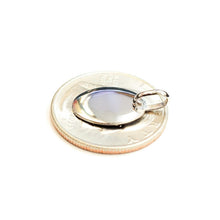 Load image into Gallery viewer, 14k white Gold solid tiny oval name tag engravable Pendant charm shiny gift 1.6g
