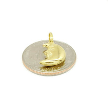 Load image into Gallery viewer, 14k yellow gold 3D hollow moon pendant charm astronomy fine gift jewelry 1.1g
