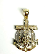 Load image into Gallery viewer, New 10k yellow solid Gold anchor and wheel Pendant charm fine gift jewelry 3.6g
