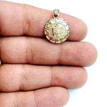 Load image into Gallery viewer, New 10k yellow gold hollow two sided Jesus &amp; virgin Guadalupe pendant 0.69" 2.3g
