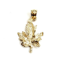 Load image into Gallery viewer, New 14k yellow gold solid maple leaf pendant charm gift fine jewelry 1.4g
