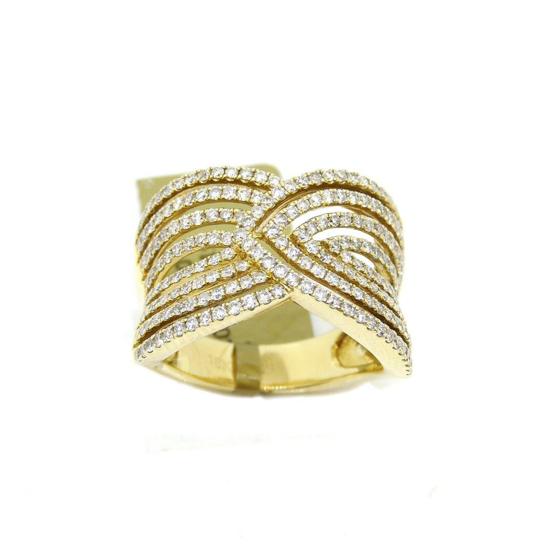 1.19ct genuine diamond 18k yellow Gold Women wide anniversary band Ring Size 6.5