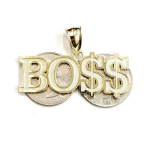 Load image into Gallery viewer, New 10k yellow Gold Boss dollar sign word Pendant charm fine gift jewelry 6.4g

