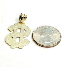 Load image into Gallery viewer, New 10k yellow gold dollar sign diamond cut unisex lucky pendant charm gift 2.3g
