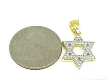 Load image into Gallery viewer, 14k yellow gold star of David Israel pendant cubic zirconia fine jewelry 1.7g
