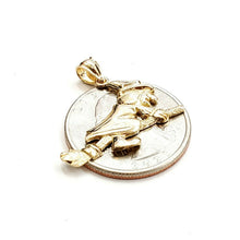 Load image into Gallery viewer, New 14k yellow Gold solid Witch on Broom Pendant charm Gift fine jewelry 1.8g
