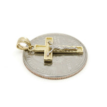 Load image into Gallery viewer, New 14k two tone gold cross Jesus pendant charm fine gift religious jewelry 1.1g
