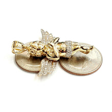 Load image into Gallery viewer, 14k yellow Gold 3D full body angel Pendant cubic zirconia fine jewelry 9.3g
