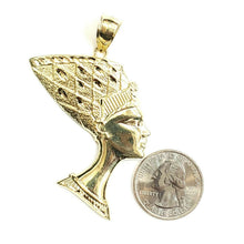 Load image into Gallery viewer, 10k yellow solid Gold Egyptian Nefertiti head Pendant fine gift jewelry 10.3g
