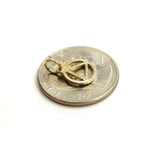 Load image into Gallery viewer, 14k yellow Gold Tiny Alcoholics Anonymous circle triangle AA Symbol Pendant 0.7g
