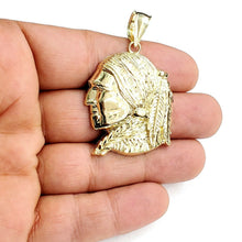 Load image into Gallery viewer, New 10k solid yellow Gold Chief face head Pendant diamond cut fine jewelry 9.2g
