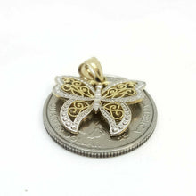 Load image into Gallery viewer, 14k two tone solid Gold butterfly full body Pendant charm fine gift jewelry 1.9g

