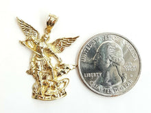 Load image into Gallery viewer, New 14k yellow gold saint Michael pendant charm fine religious gift jewelry 3.5g
