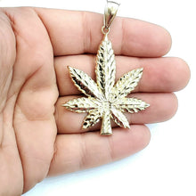 Load image into Gallery viewer, 10k yellow gold marijuana leaf weed pendant charm fine gift medical jewelry 8.2g
