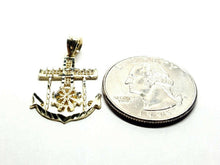 Load image into Gallery viewer, 10k yellow Gold anchor and wheel Pendant charm fine gift religious jewelry 1.4g

