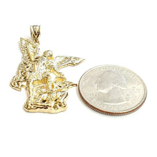 Load image into Gallery viewer, New 14k yellow gold saint Michael pendant charm fine religious gift jewelry 4.5g

