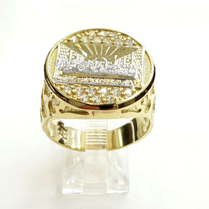 10k two tone gold last supper religious men's Ring diamond cut jewelry Size 9.5