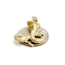Load image into Gallery viewer, 14k yellow gold cobra snake reptile Pendant charm diamond cut fine jewelry 4.5g
