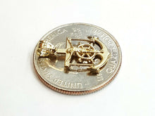 Load image into Gallery viewer, New 14k yellow Gold tiny Jesus anchor and wheel Pendant fine gift jewelry 0.7g
