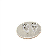 Load image into Gallery viewer, New 14k white Gold 0.12Ct Round Diamonds heart stud Earrings Push Back Fastening
