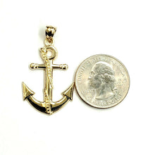 Load image into Gallery viewer, New 14k yellow Gold anchor Pendant polished charm gift fine jewelry 2.4g
