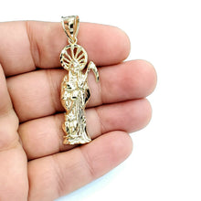 Load image into Gallery viewer, 10k yellow gold Santa Muerte holy death Pendant fine gift jewelry unisex 3.9g
