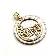 Load image into Gallery viewer, New 14k solid yellow Gold round music sign note Pendant fine jewelry gift 2g
