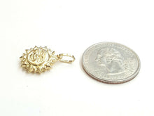 Load image into Gallery viewer, 14k yellow gold hollow sun sol pendant charm astrology fine jewelry 0.62" 1.4g
