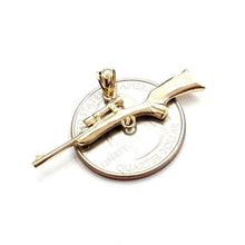 Load image into Gallery viewer, New 14k yellow Gold 3D gun rifle Pendant charm polished fine jewelry gift 3.1g
