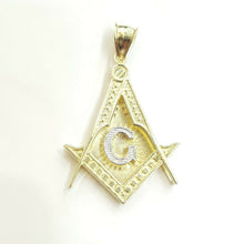 Load image into Gallery viewer, 10k two-tone solid Gold Freemason Masonic Pendant charm jewelry fine gift 5.3g
