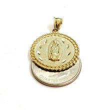 Load image into Gallery viewer, 10k yellow gold round virgin Guadalupe Pendant fine religious jewelry 0.97" 3.8g
