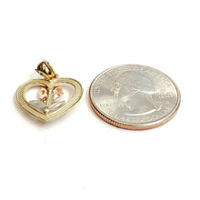 Load image into Gallery viewer, 14k 3 color solid Gold heart rose flower Pendant charm fine love jewelry 1.5g
