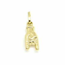 Load image into Gallery viewer, New 14K Yellow Gold 3D hollow Mano Cornuto horn Hand Sign Charm pendant 0.8g

