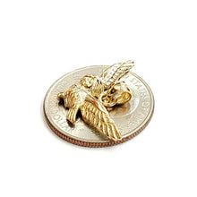 Load image into Gallery viewer, 14k yellow gold owl full body open wings pendant charm gift fine jewelry 2.5g

