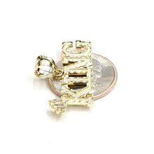 Load image into Gallery viewer, New 10k yellow Gold KING Crown word Pendant charm diamond cut fine jewelry 2.9g
