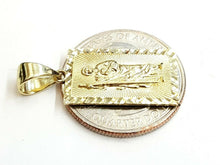 Load image into Gallery viewer, 14k yellow gold rectangular saint Jude juda pendant charm religious gift 2.2g

