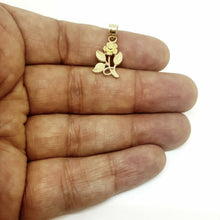 Load image into Gallery viewer, New 14k yellow solid Gold flower Pendant charm gift fine jewelry for female 1.5g
