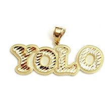 Load image into Gallery viewer, 10k yellow Gold YOLO word Pendant You only live once diamond cut  jewelry 7.2g
