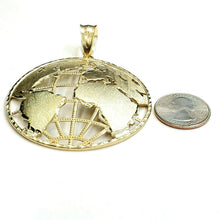 Load image into Gallery viewer, 10k yellow gold round globe planet earth world map pendant jewelry 2.56" 19.9g
