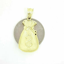 Load image into Gallery viewer, 10k yellow gold dollar sign money bag lucky pendant charm fine gift jewelry 2g
