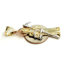 Load image into Gallery viewer, 10k tri color gold Santa muerte holy death Pendant fine gift jewelry unisex 4.7g
